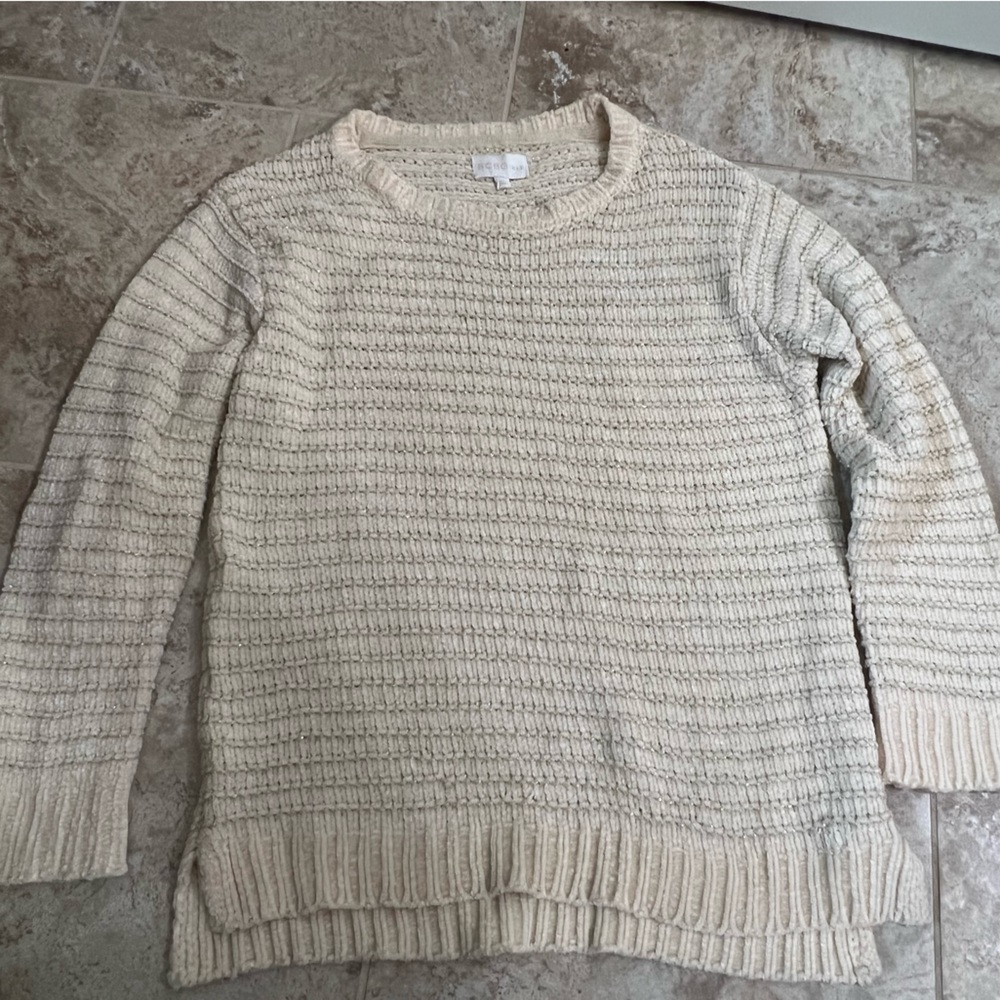 BCBGirls cream/gold sweater- size XL